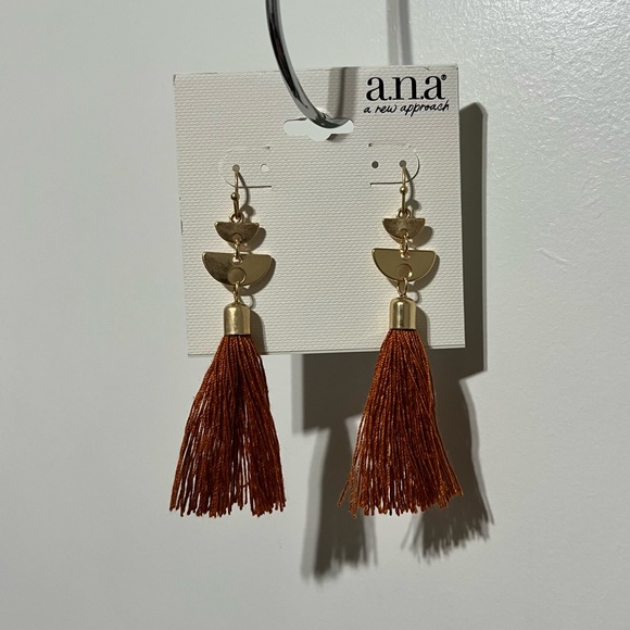 a.n.a Tassel Earrings, Gold/Rust Orange - Picture 2 of 3